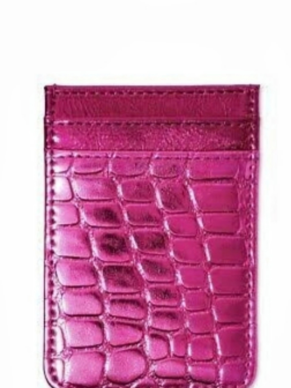 Pink Crocodile-Embossed Sticker Pocket Card Holder